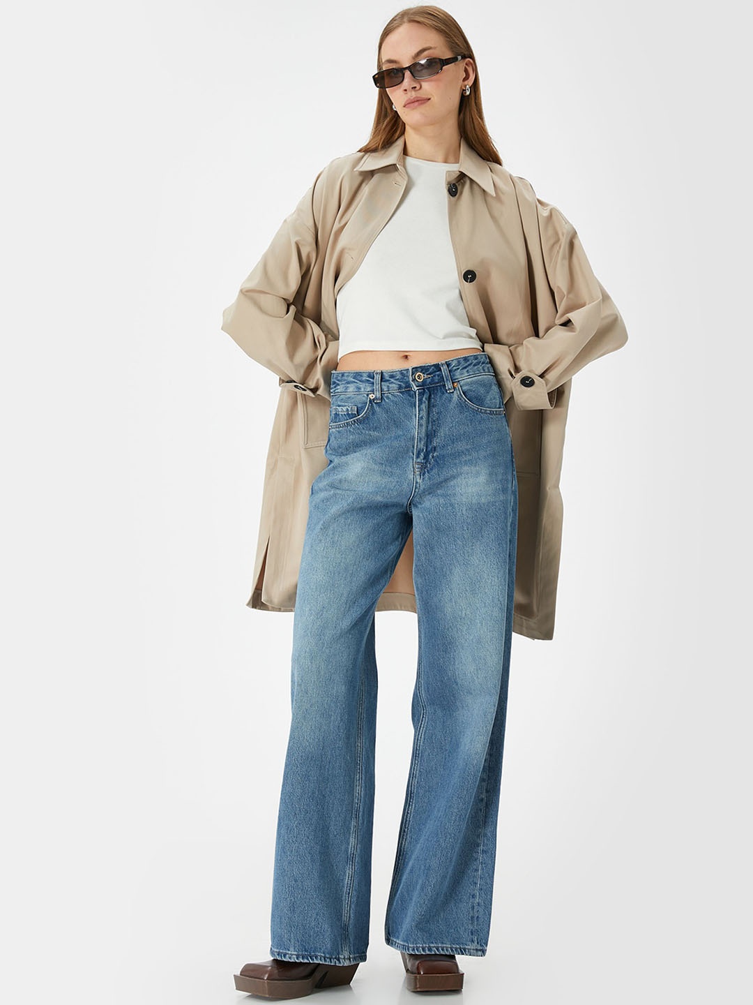 

Koton Women Longline Tailored Jacket, Beige