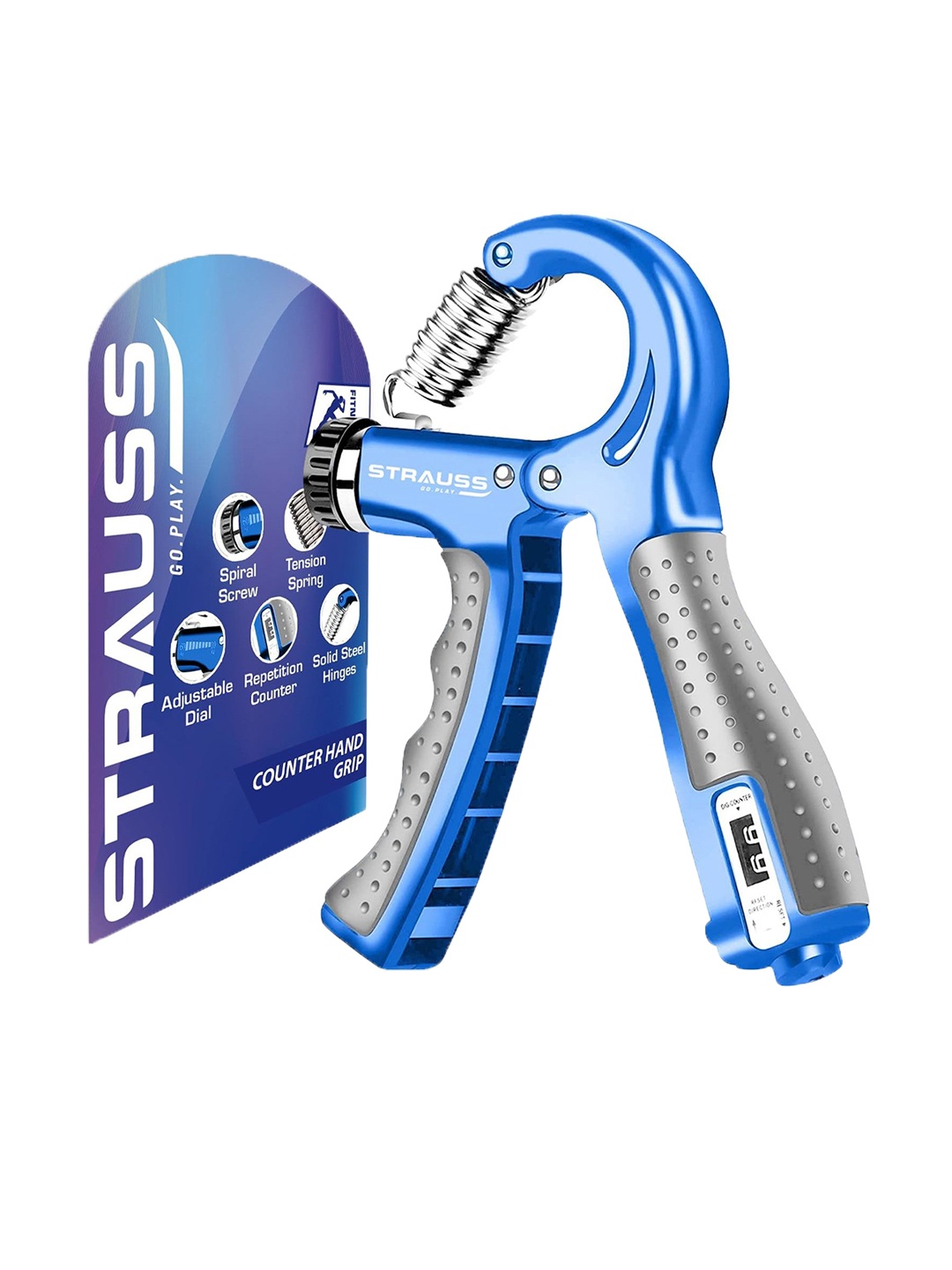 

STRAUSS Adjustable Hand Grip With Smart Counter, Blue