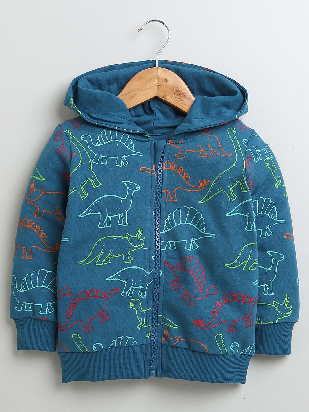 

BUMZEE Boys Printed Hooded Cotton Sweatshirt, Teal