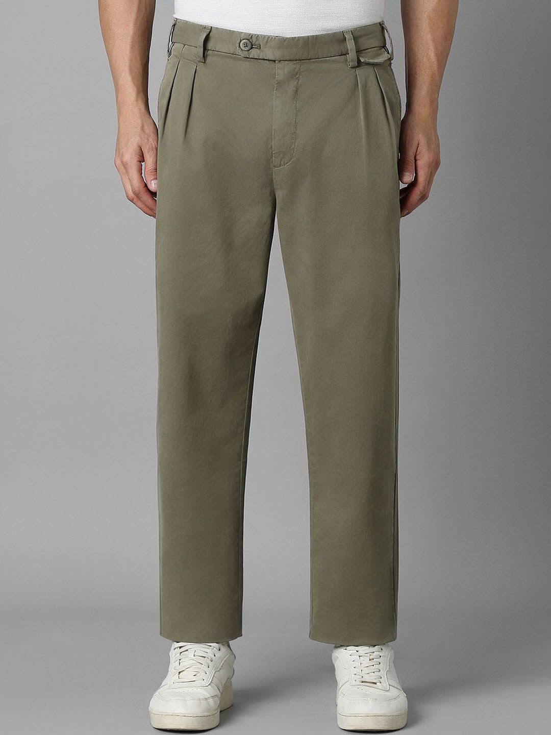 

Louis Philippe Jeans Men Pleated Trousers, Olive