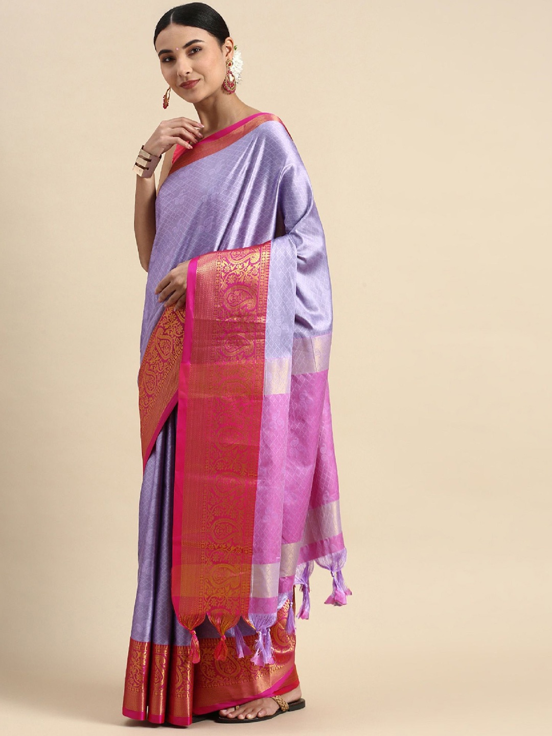 

Aika Woven Design Zari Banarasi Saree, Lavender