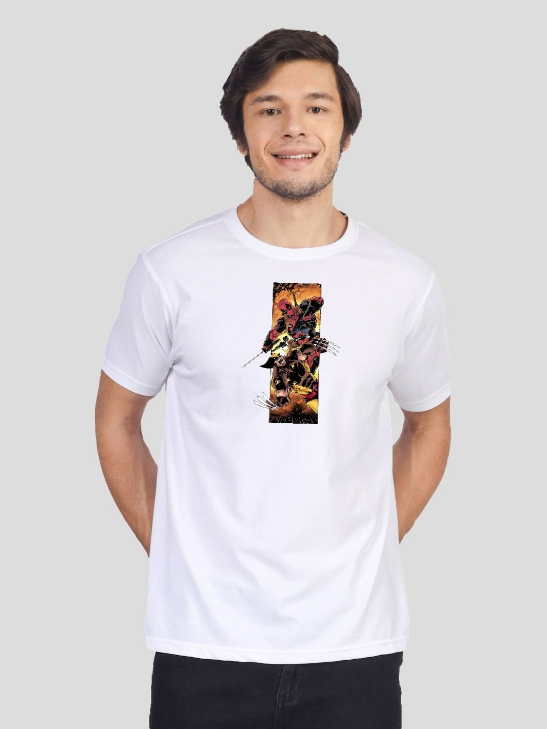 

Greylongg Men Graphic Printed Round Neck Cotton T-Shirt, White