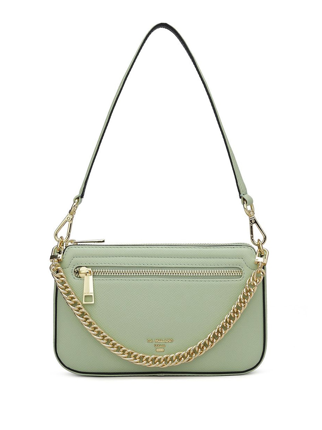 

Da Milano Textured Leather Structured Shoulder Bag, Green