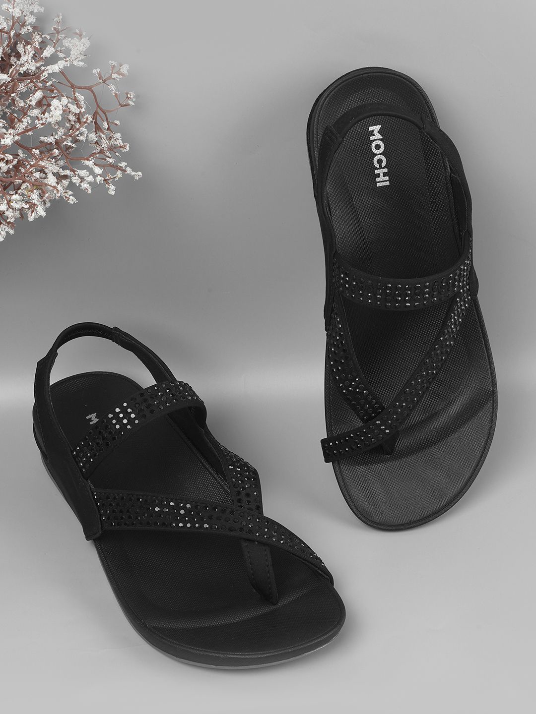 

Mochi Women Embellished Wedge Heels Sandals, Black