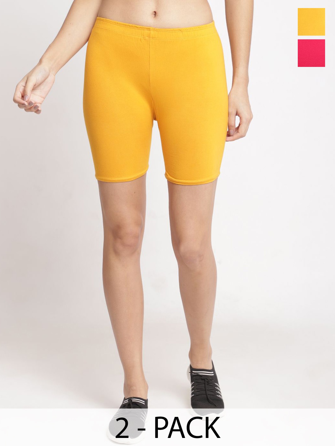 

GRACIT Women Skinny Fit Cycling Sports Shorts, Yellow