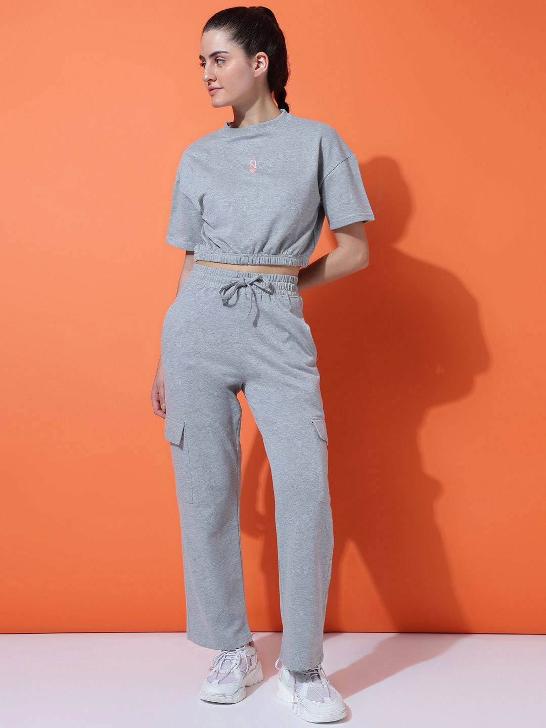 

MKH Graphic Printed Round Neck T-shirt With Jogger, Grey
