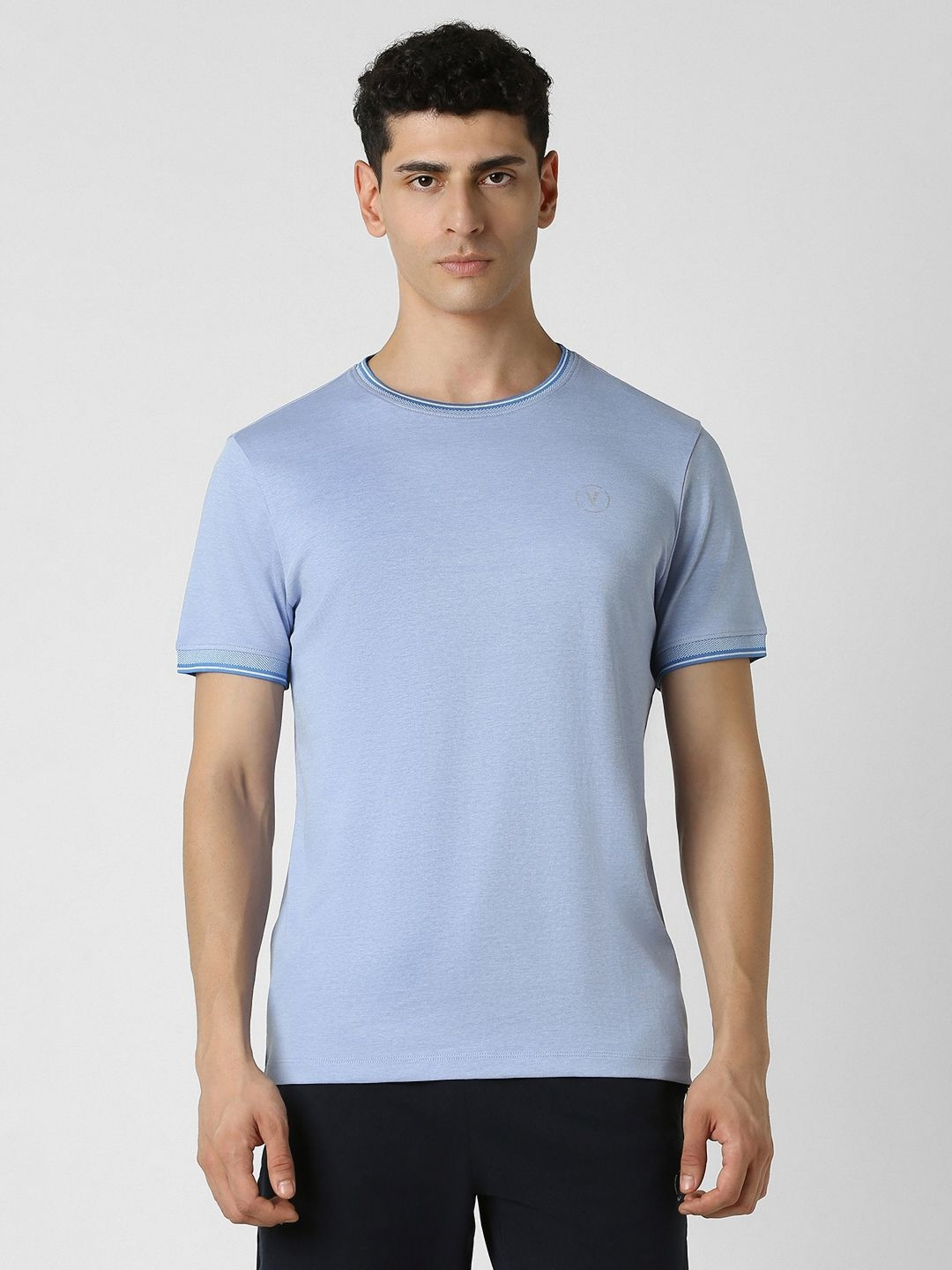 

Van Heusen Flex Men Solid Round Neck Cotton Slim Fit T-shirt, Blue
