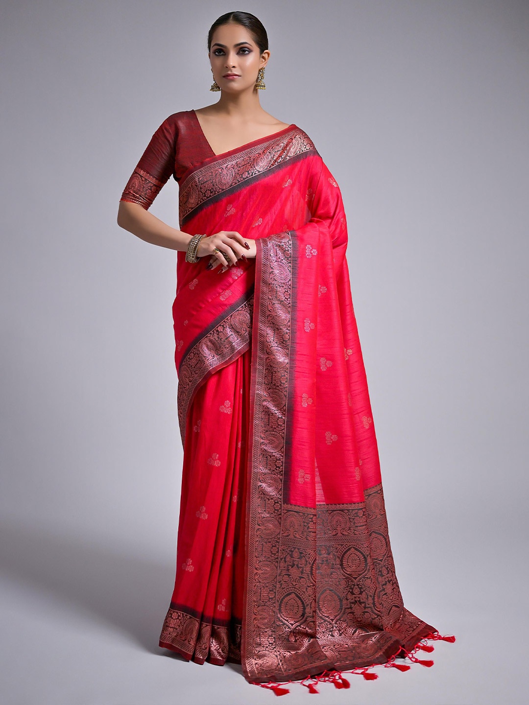 

LeeliPeeri Designer Woven Design Zari Silk Blend Banarasi Saree, Pink