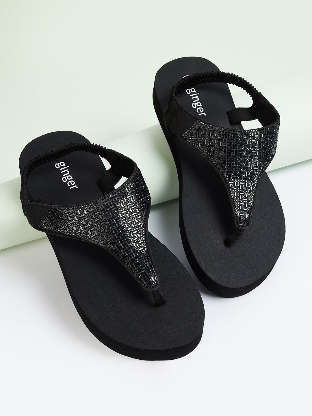 

Ginger by Lifestyle Women Rubber Room Slippers, Black