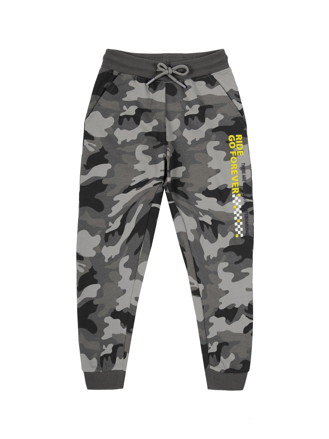 

PLUM TREE Boys Printed Pure Cotton Joggers, Grey melange