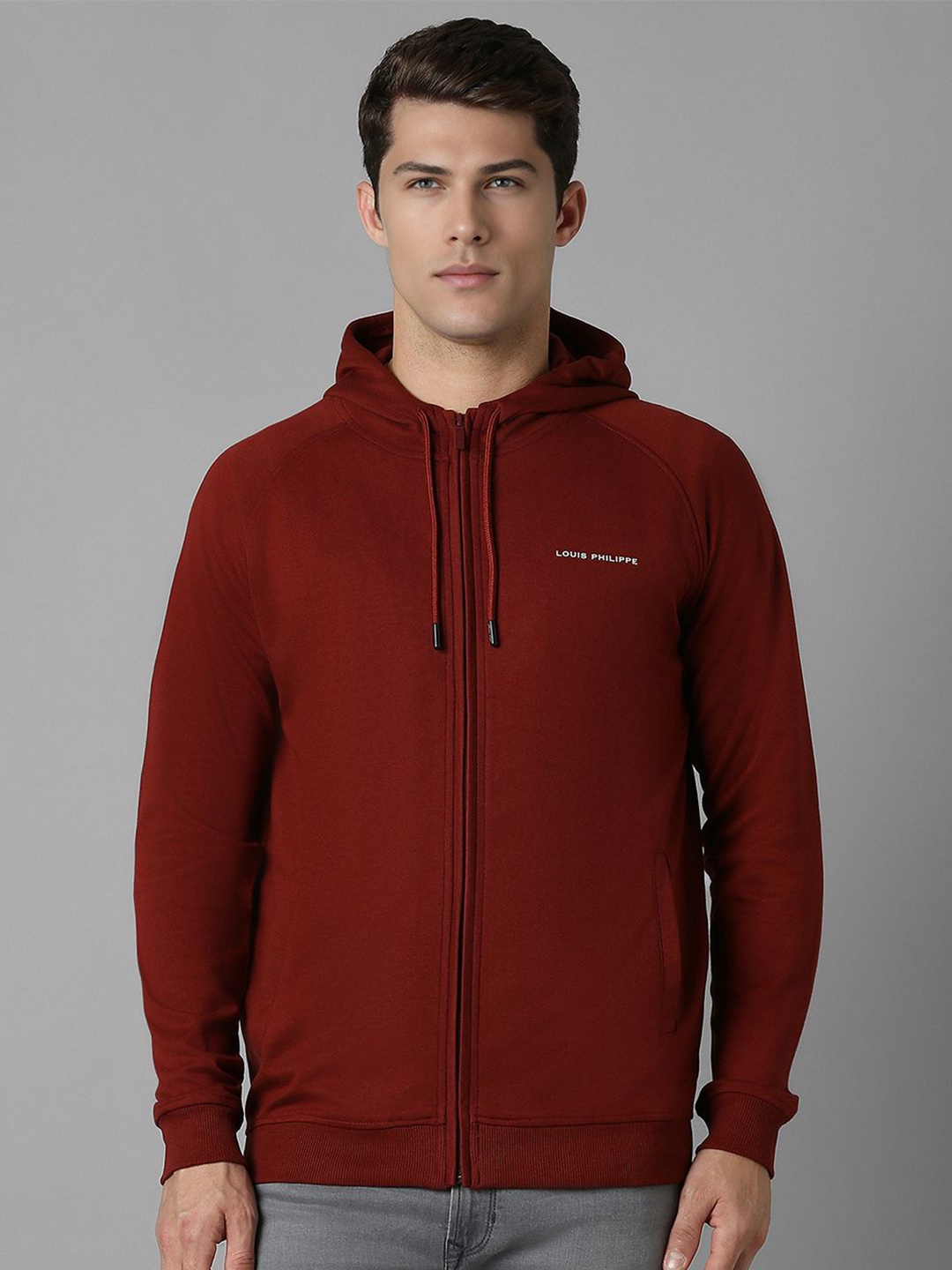 

Louis Philippe Men Hooded Sweatshirt, Maroon
