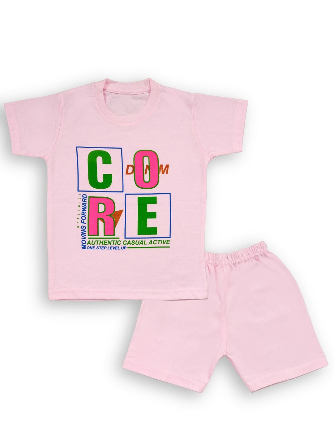 

BAESD Boys Pack Of 2 Printed Pure Cotton T-shirt With Shorts, Pink
