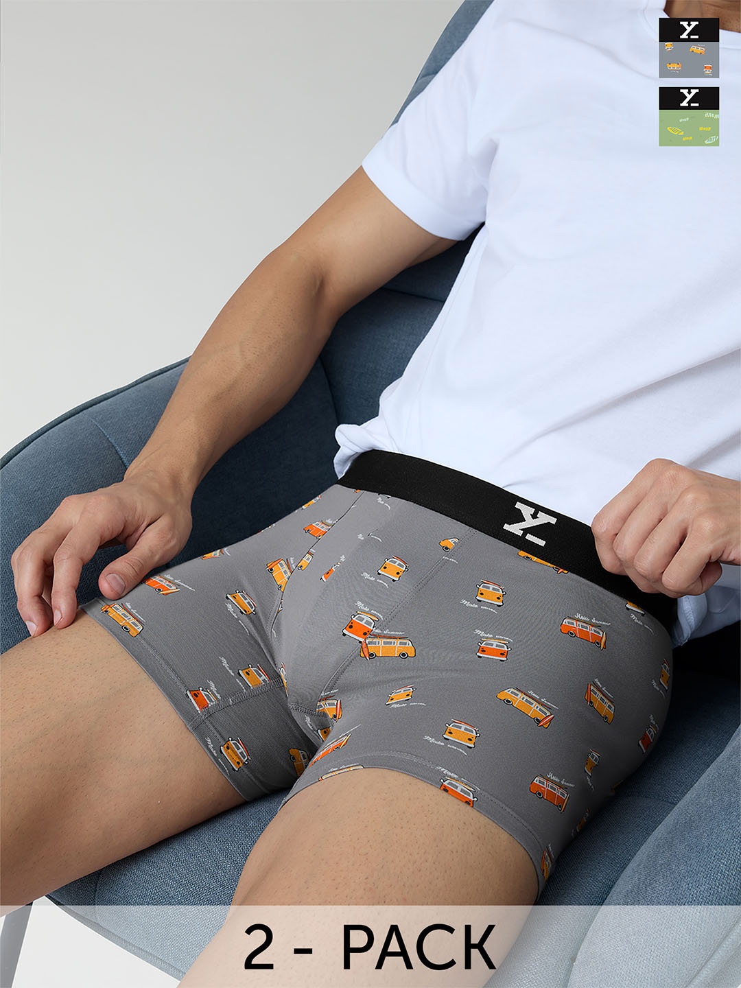 

XYXX Pack Of 2 Printed Intellifresh Combed Cotton Trunks XYTRNK2PCKN648, Green