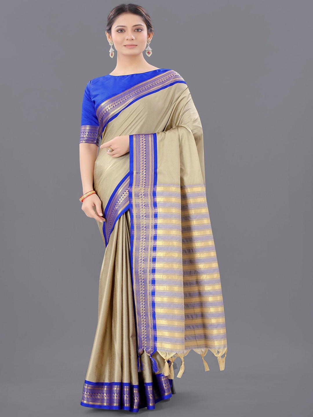 

Aika Woven Design Zari Silk Cotton Saree, Blue