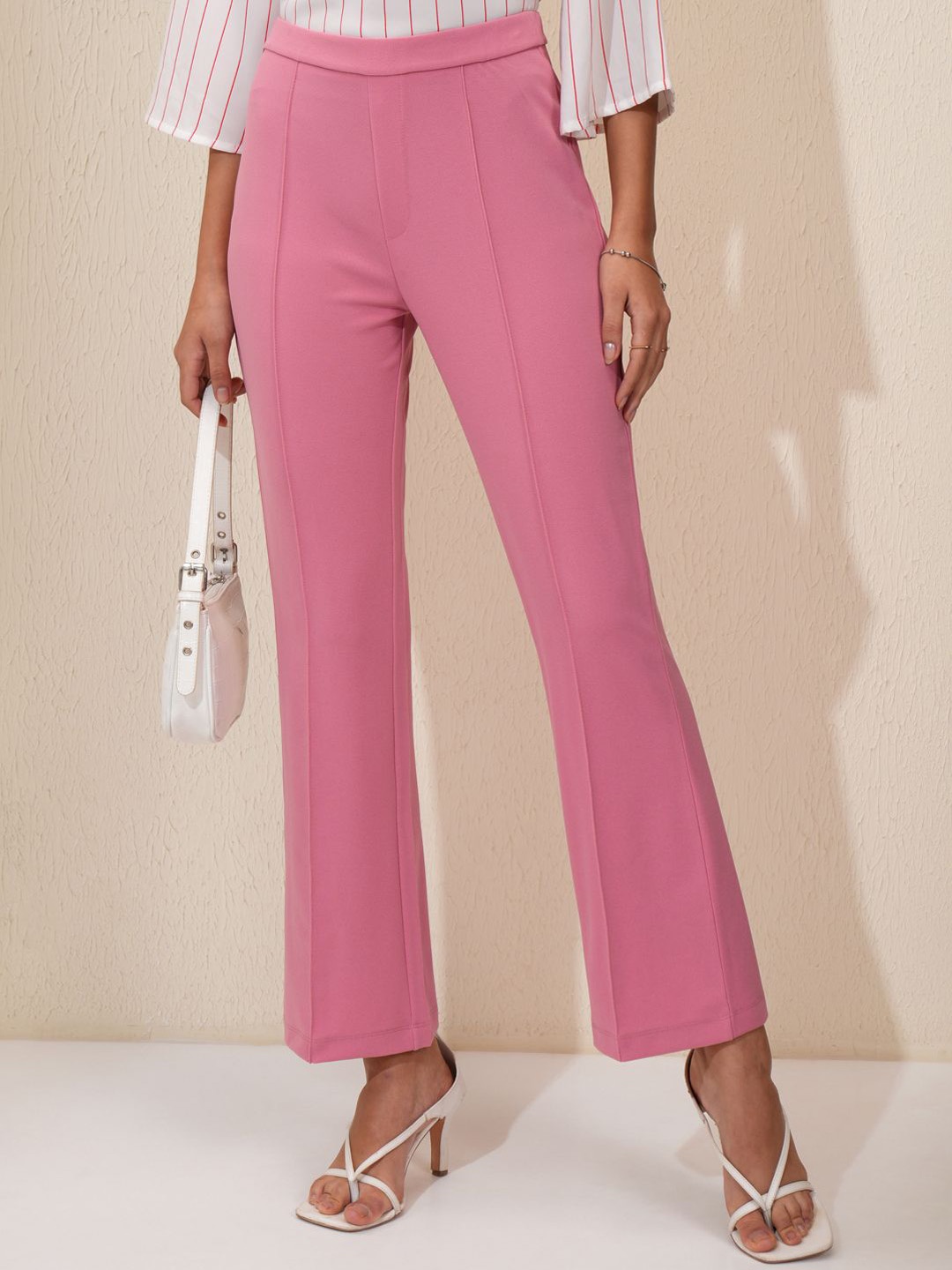 

Tokyo Talkies Women Flared Trousers, Pink