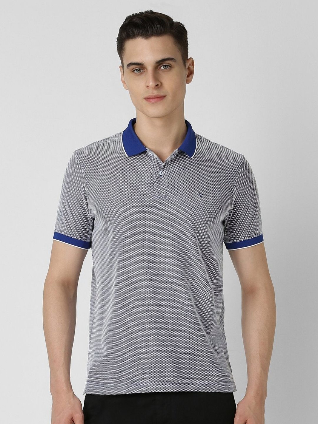 

Van Heusen Sport Men Geometric Printed Polo Collar Cotton T-shirt, Grey