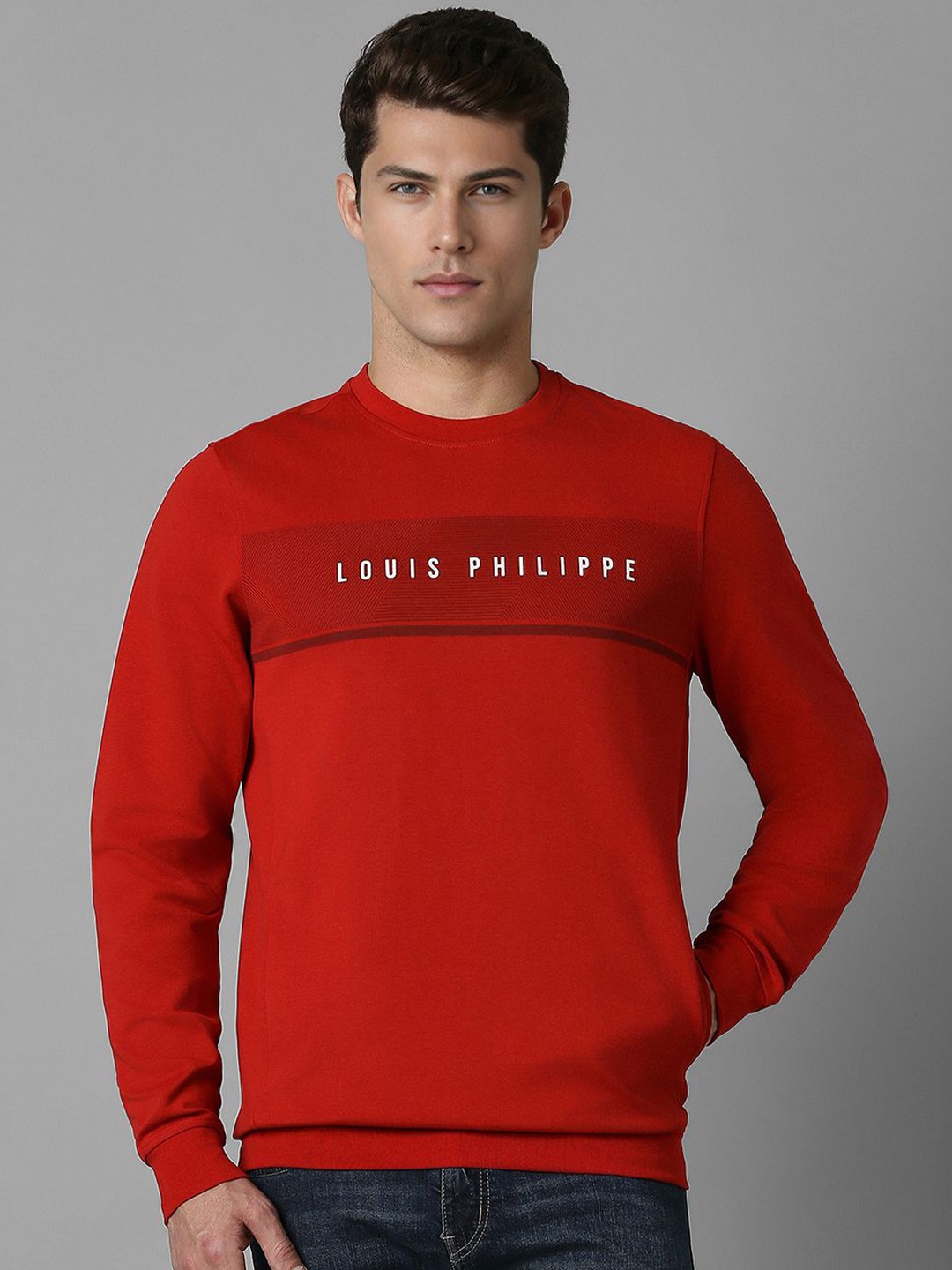 

Louis Philippe Sport Men Typography Printed Sweatshirt, Red