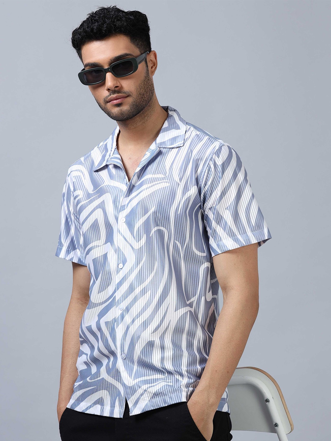 

SORATIA Men Opaque Printed Casual Shirt, Blue