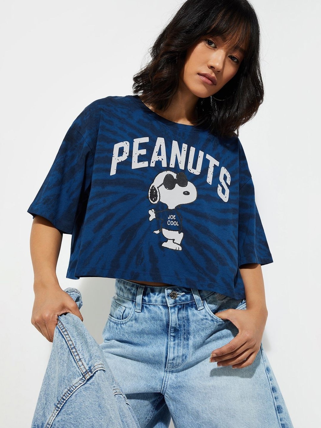 

max URB_N Women Peanut Snoopy Printed T-shirt, Blue