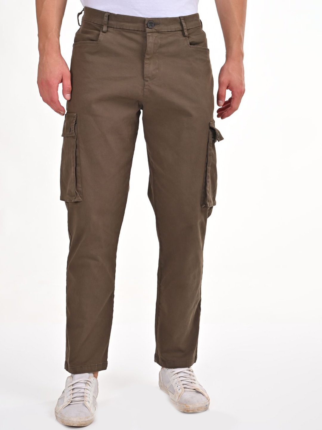 

POE Men Smart Slim Fit Cargos Trousers, Taupe