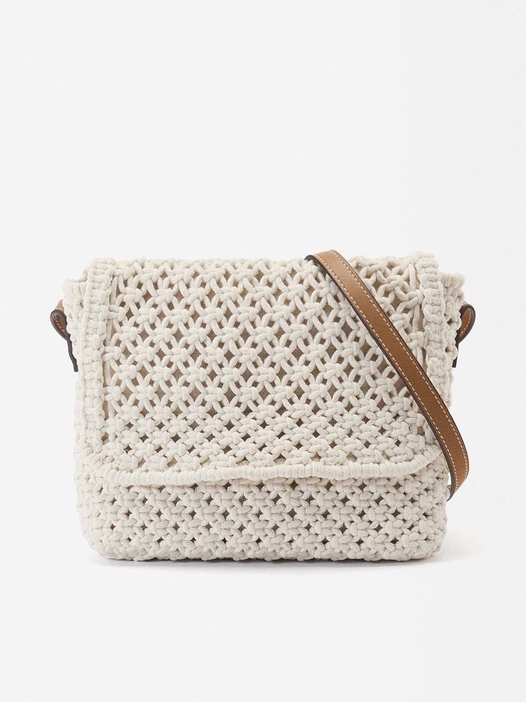 

PARFOIS Basket Weave Structured Sling Bag, White