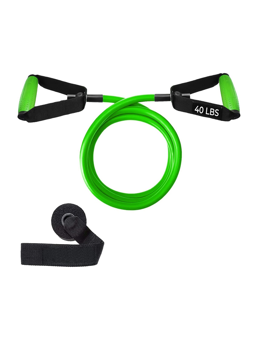 

STRAUSS Single Resistance Tube With Handles with PVC Handles, Door Knob & Carry Bag, Green