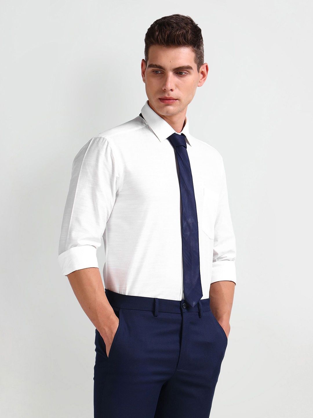 

Arrow Men Smart Spread Collar Solid Cotton Slim Fit Formal Shirt, White