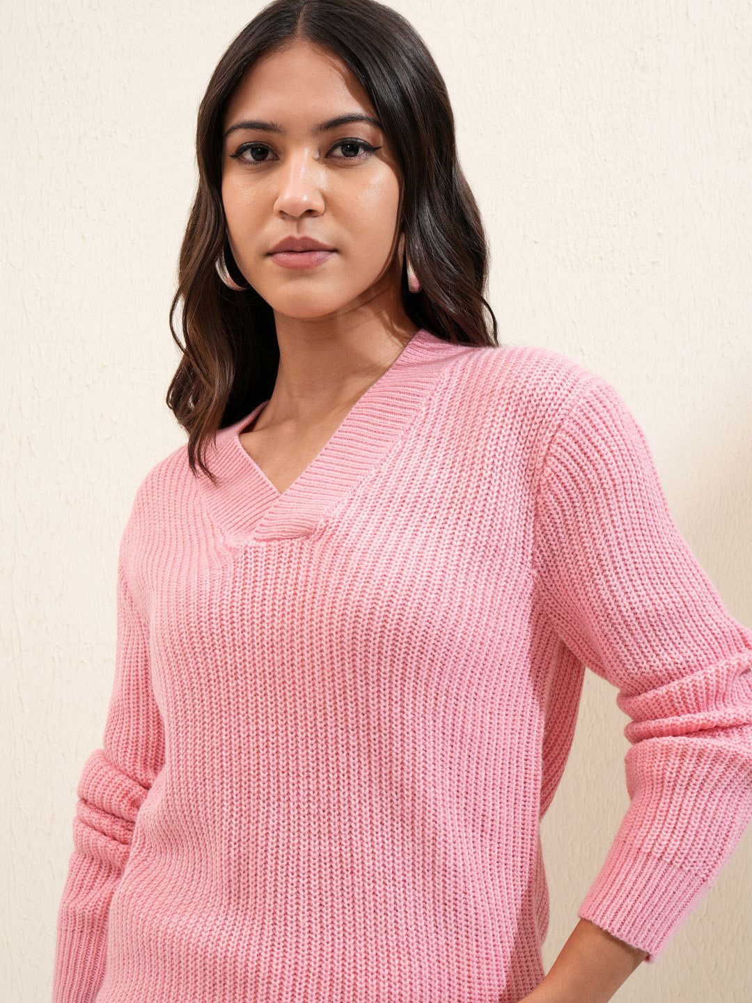 

Tokyo Talkies Women Striped Pullover, Pink