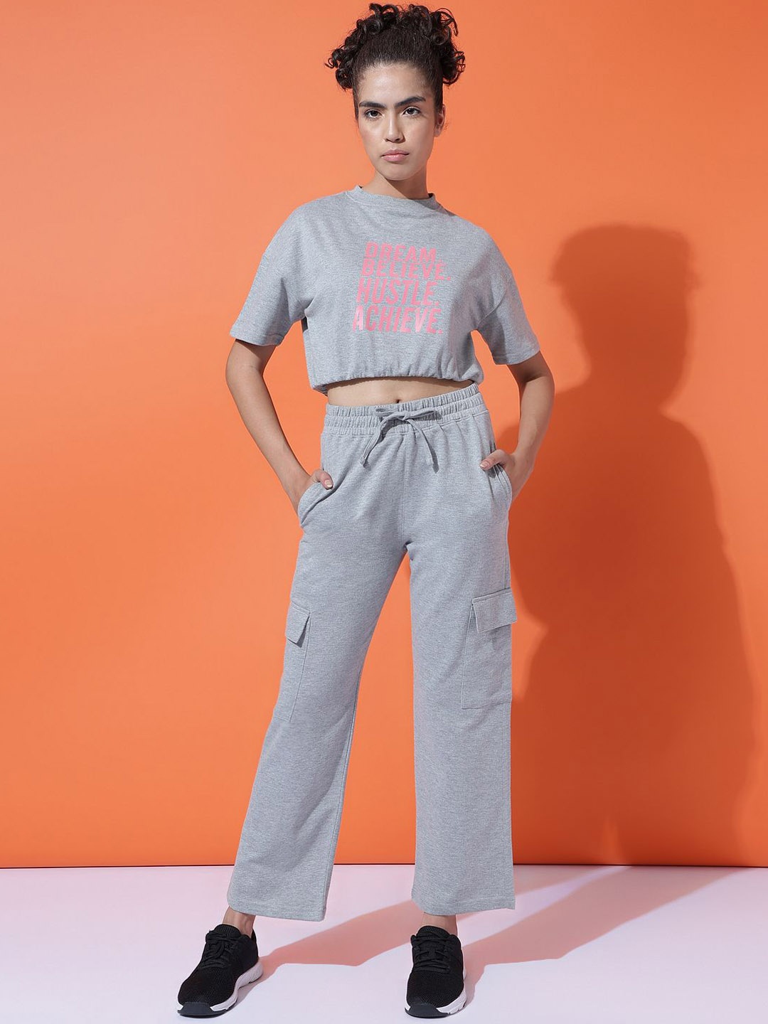 

MKH Typography Printed T-shirt With Trousers, Grey