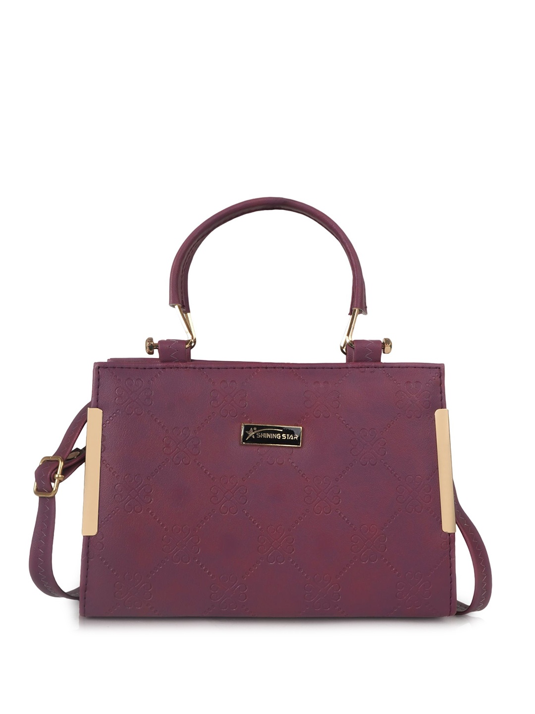 

SHINING STAR PU Half Moon Handheld Bag with Quilted, Purple