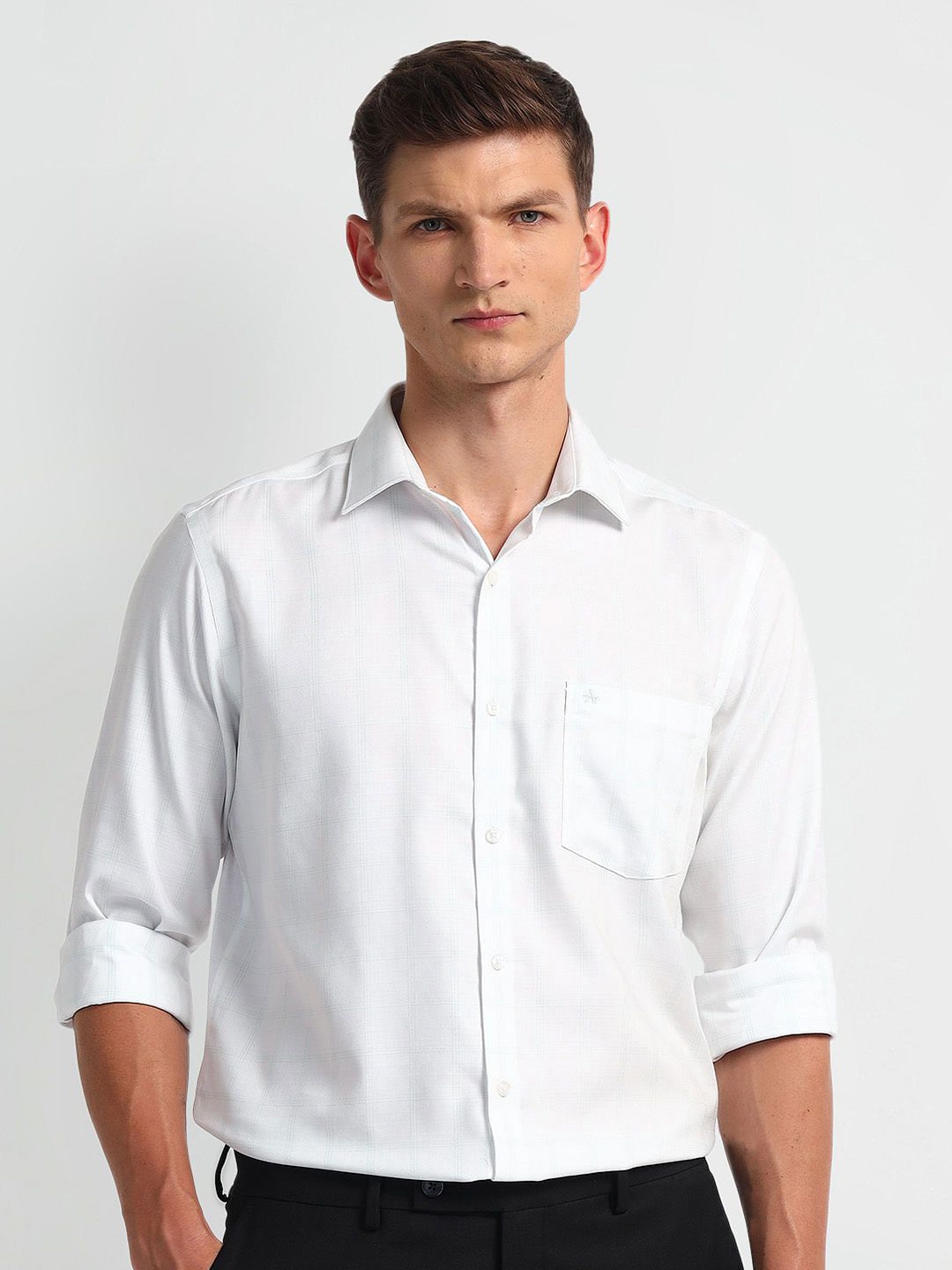 

Arrow Men Classic Spread Collar Solid Cotton Formal Shirt, White