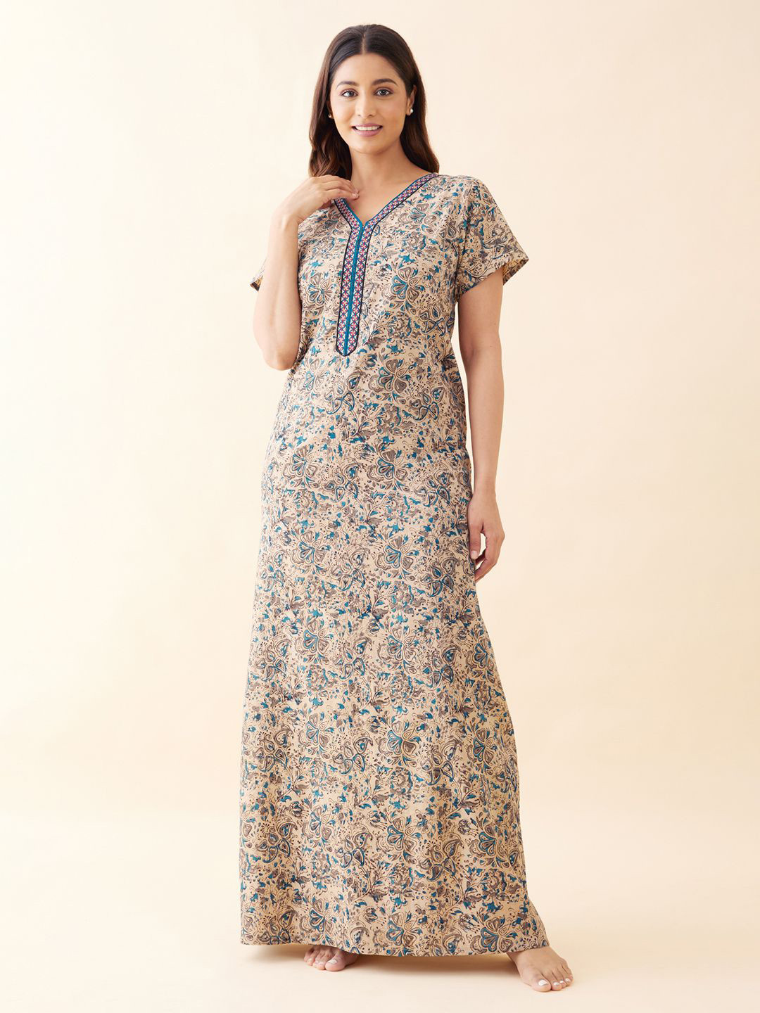 

Maybell Printed Maxi Nightdress, Blue