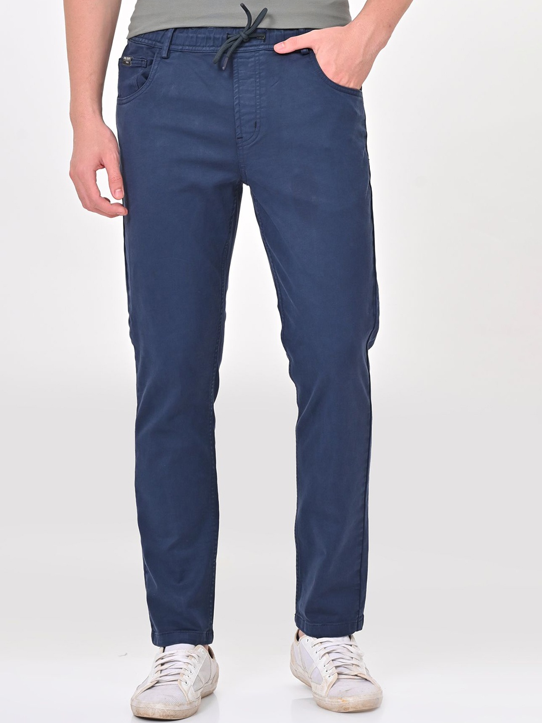 

POE Men Smart Slim Fit Chinos Trousers, Navy blue