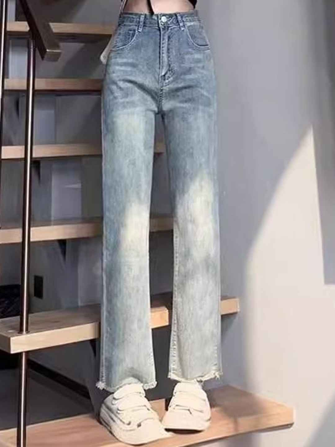 

StyleCast Women Straight Fit High-Rise Light Fade Denim Jeans, Blue