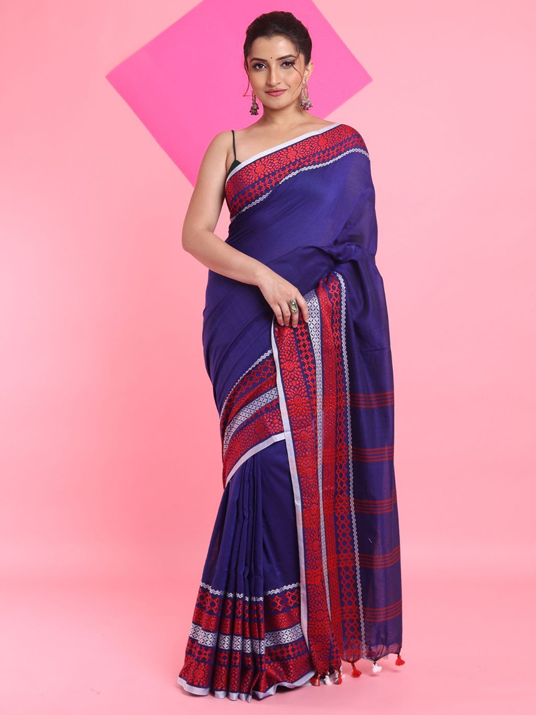 

Arhi Pure Cotton Woven Design saree with blouse piece, Blue