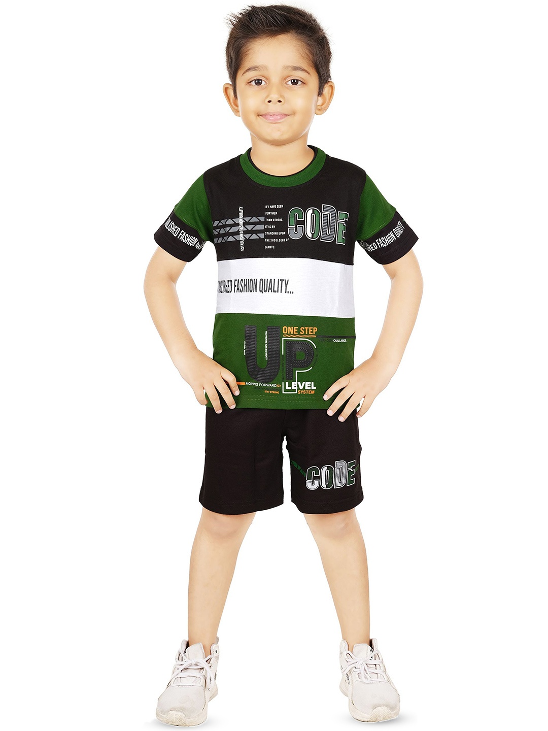 

BAESD Boys Printed Pure Cotton T-shirt With Shorts, Green