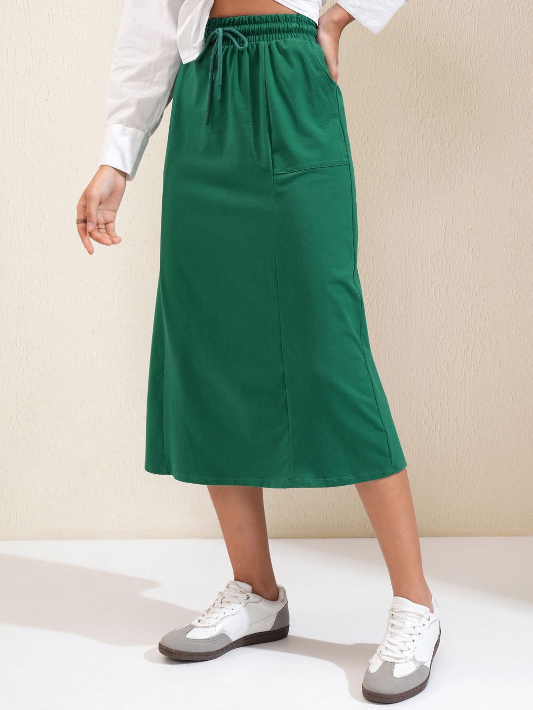 

Tokyo Talkies Women A-Line Midi Skirt, Green