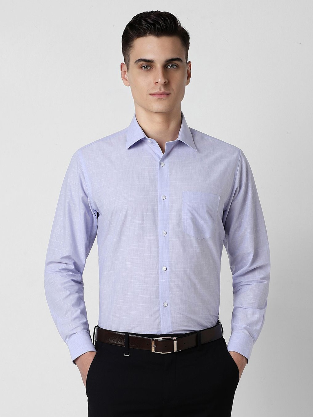 

Van Heusen Men Spread Collar Solid Cotton Formal Shirt, Lavender