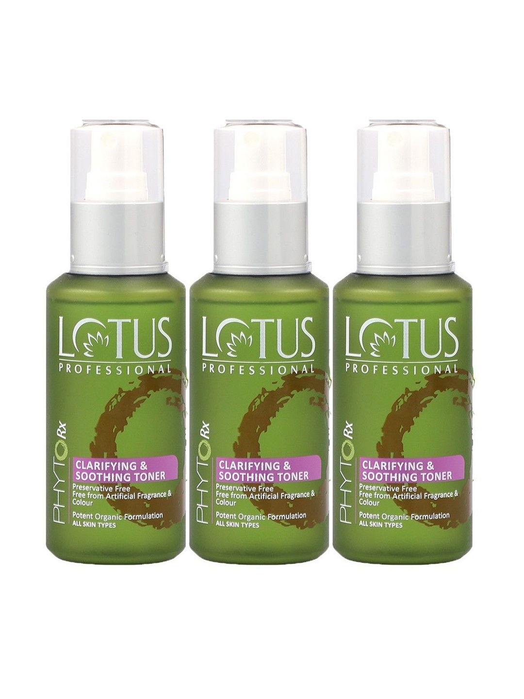 

Lotus Professional Set of 3 PhytoRx Clarifying & Soothing Toner- 100ml Each, Green