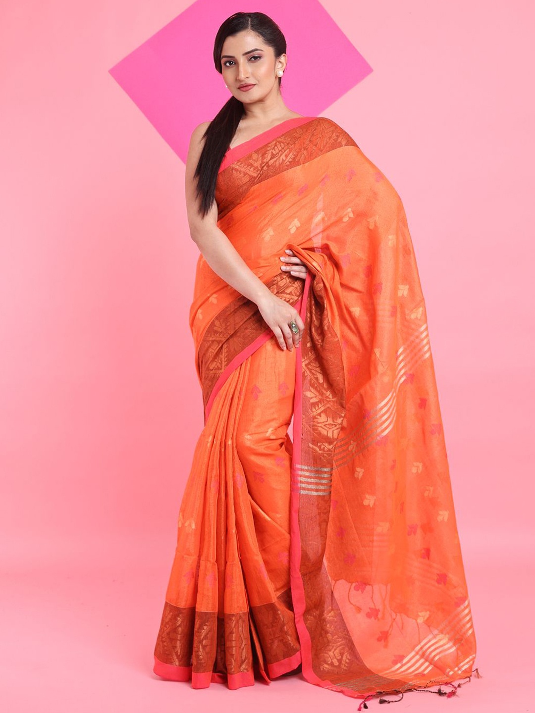 

Arhi Woven Design Zari Tissue Saree, Orange