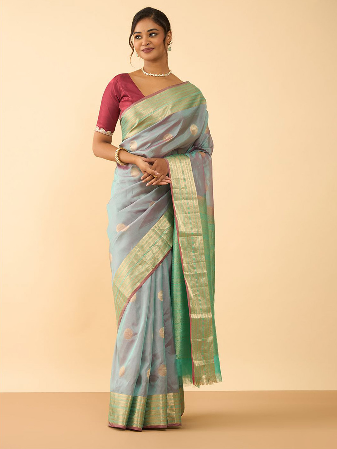 

Taneira Woven Design ZariSaree, Green