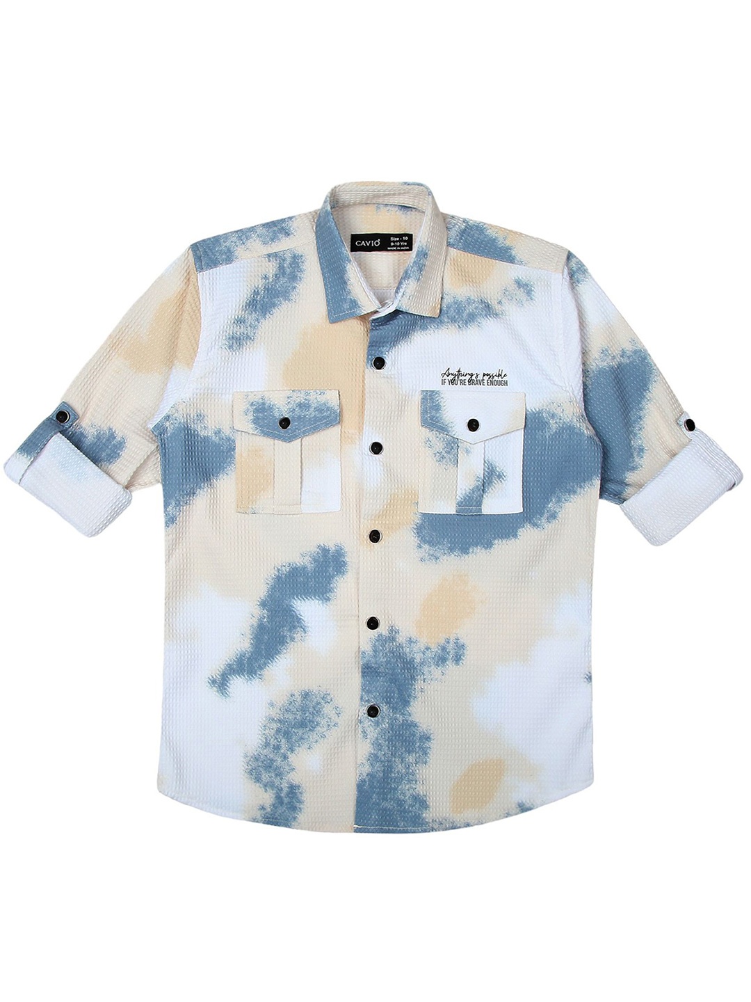 

CAVIO Boys Comfort Spread Collar Dyed Cotton Casual Shirt, Cream