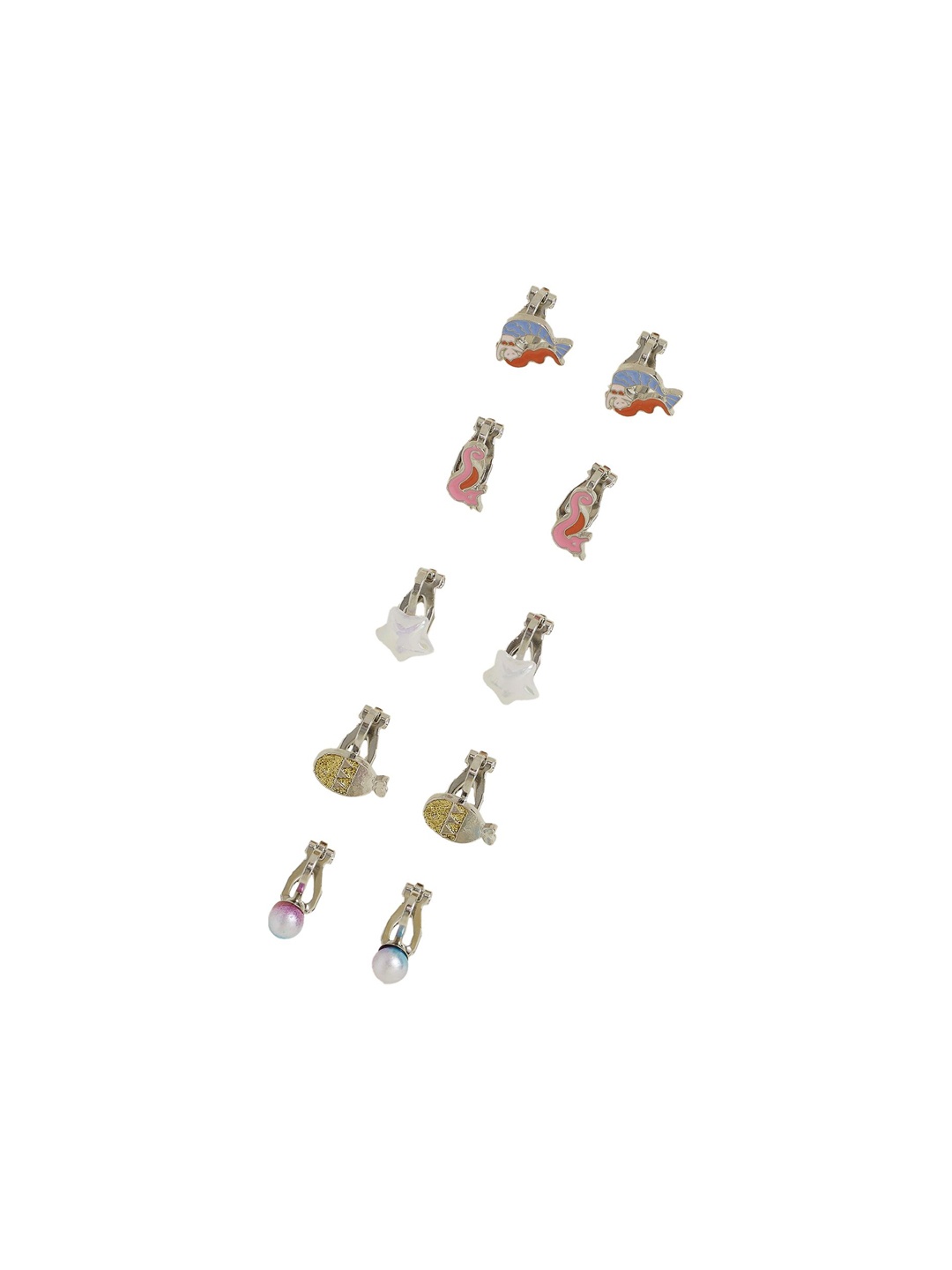 

Accessorize Set Of 5 Contemporary Metal Clip On Studded Earrings, White