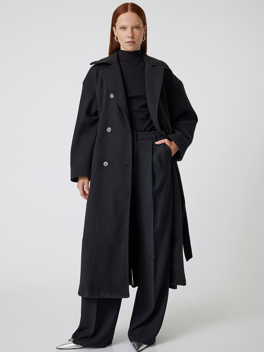 

Koton Peaked-Collar Overcoats, Black