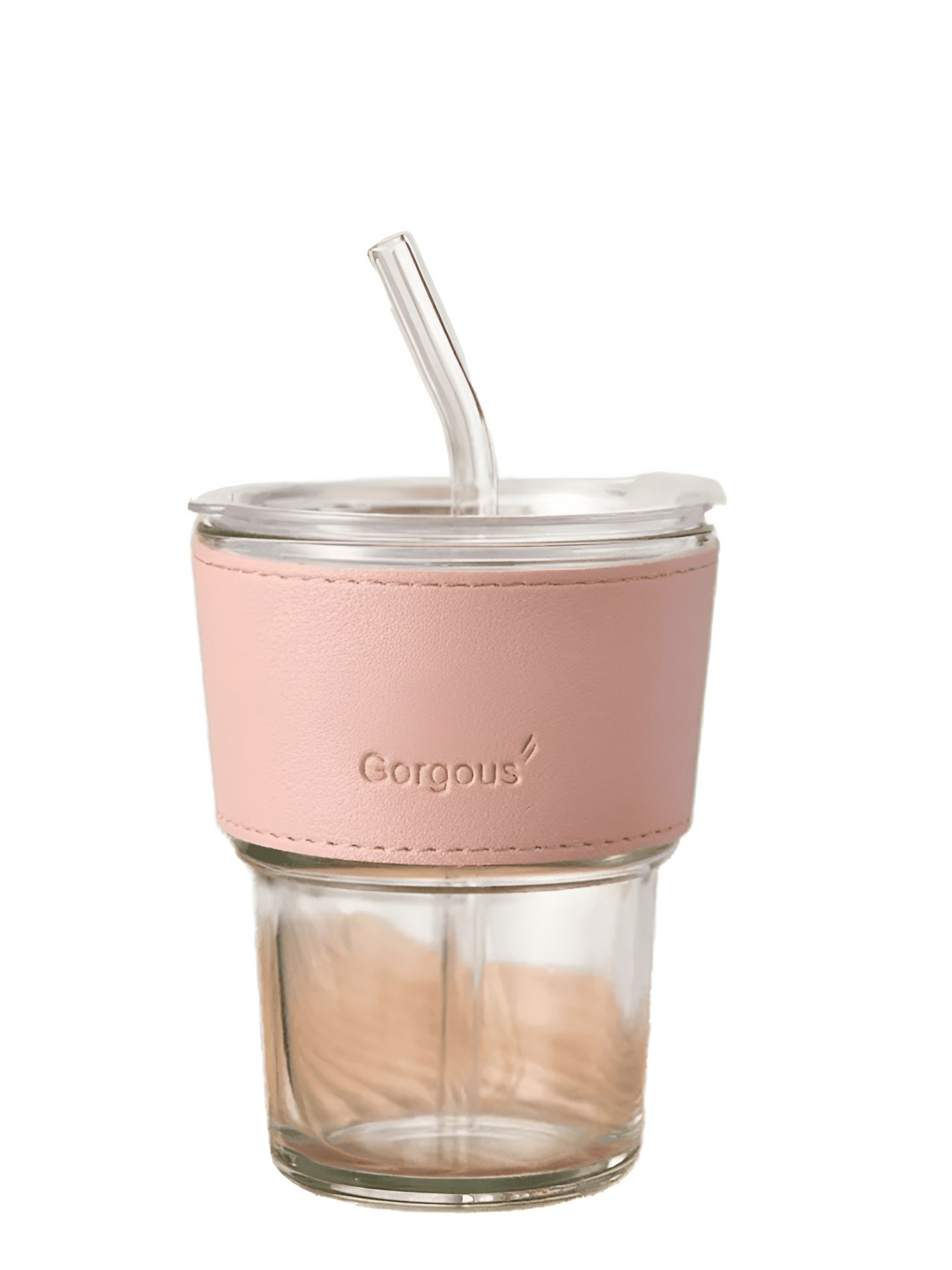 

WELOUR Pink & White Single Glass Water Bottle 450 ml