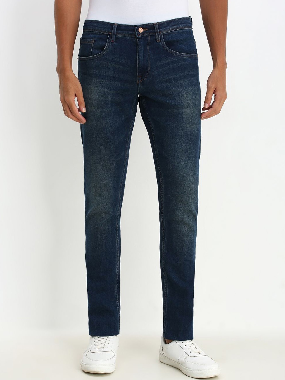 

Allen Solly Men Slim Fit Mid-Rise Cotton Heavy Fade Jeans, Navy blue
