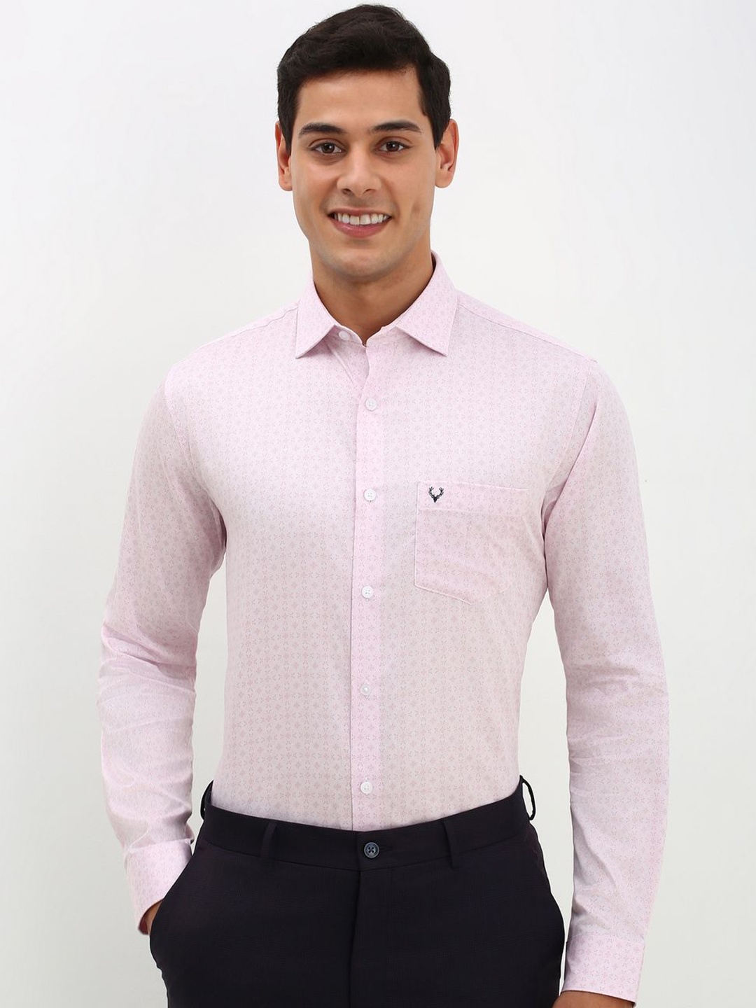 

Allen Solly Men Spread Collar Geometric Printed Cotton Slim Fit Formal Shirt, Pink