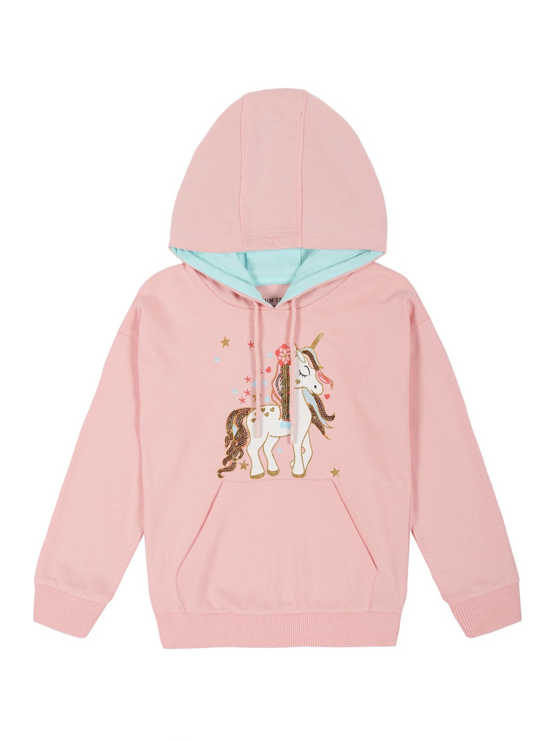 

PLUM TREE Girls Graphic Printed Cotton Sweatshirt, Pink