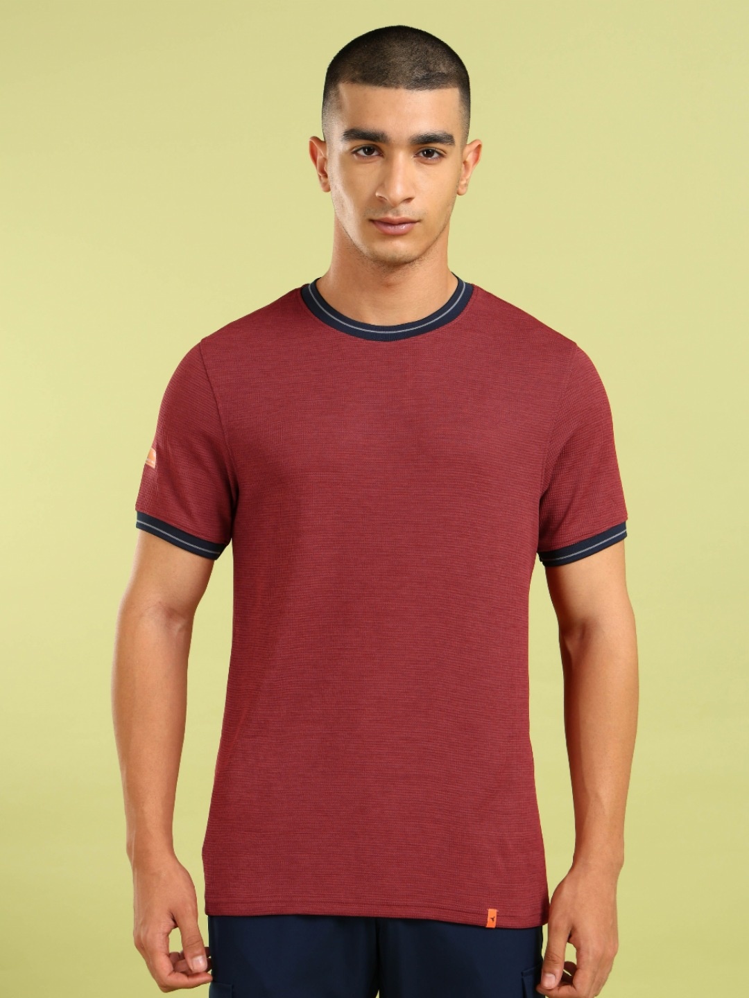 

Technosport Men UPF50 Textured Round Neck Slim Fit T-shirt, Red