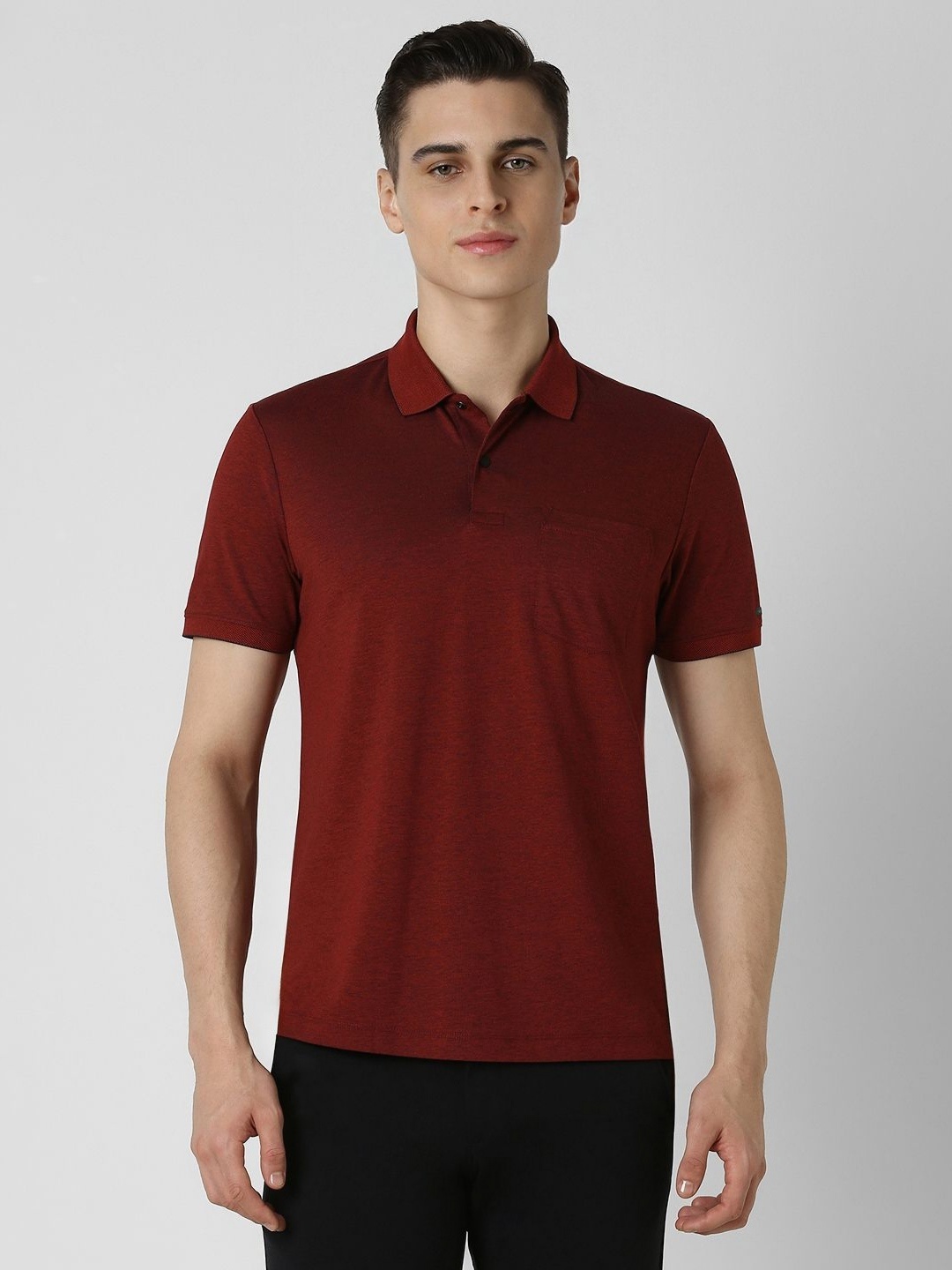 

Van Heusen Flex Men Solid Polo Collar Cotton T-shirt, Maroon